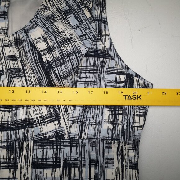 NWT Pure Alfred Sung Ladies Size 16 Navy Light Blue & White Lined Dress - Picture 10 of 11